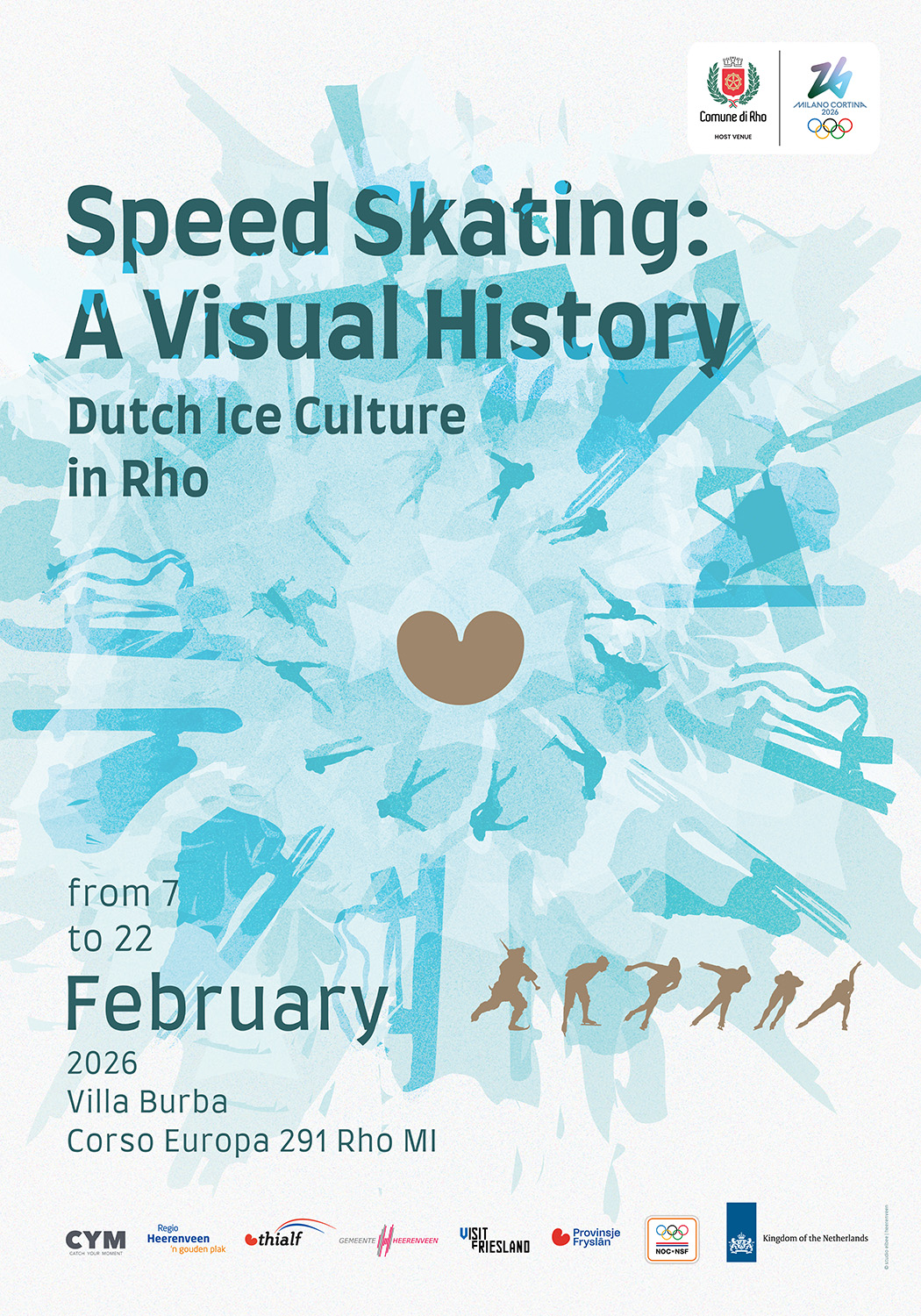 Speed Skating: A Visual History — Dutch Ice Culture in Rho, exhibition poster, 7–22 February 2026, Villa Burba, Rho